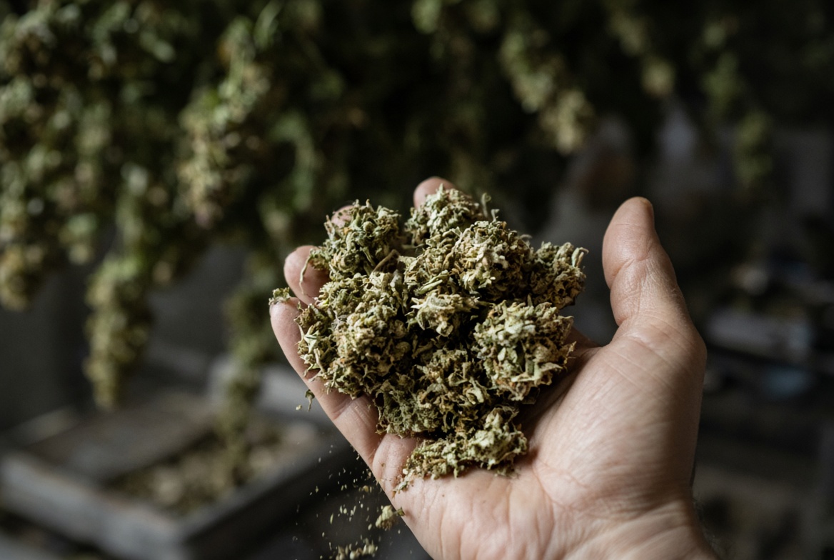 Ripe cannabis tops shortly before harvest